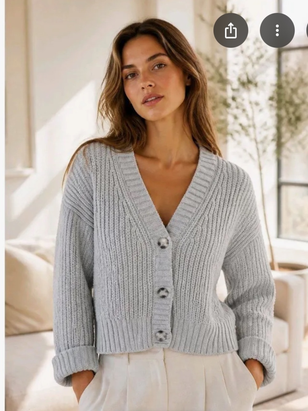 Abercrombie & Fitch The A&F Cameron Seed Stitch Cardigan Sweater Knit Gray